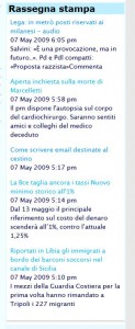 Feed RSS di Corriere.it mostrati in una web page, click per ingrandire