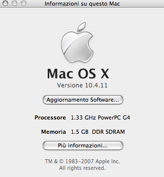 About My Mac che mostra 1.5GB di RAM