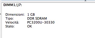 Ram corsair value montata sull'ibook