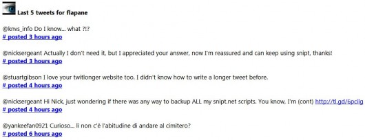 Screenshoot di tweetlight, twitter parser