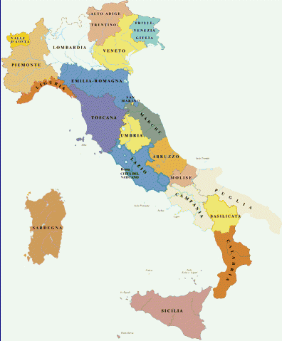 Cartina dell'Italia