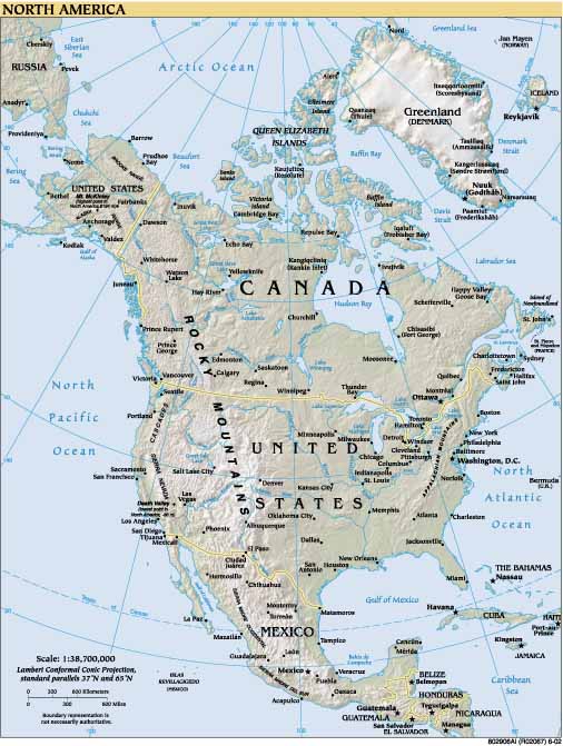 Mappa del Nord America